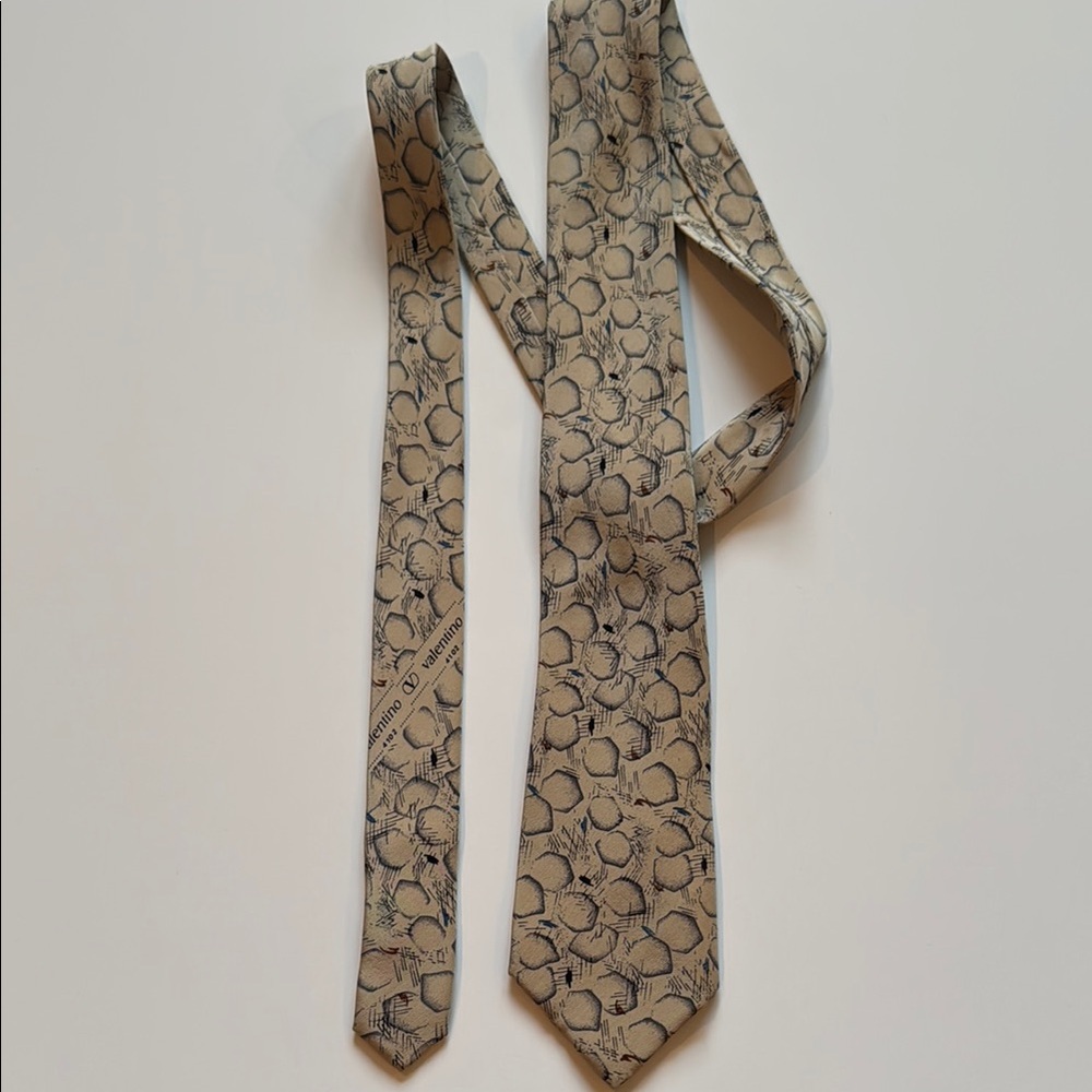 Vintage Valentino Beige Patterned Men's Tie